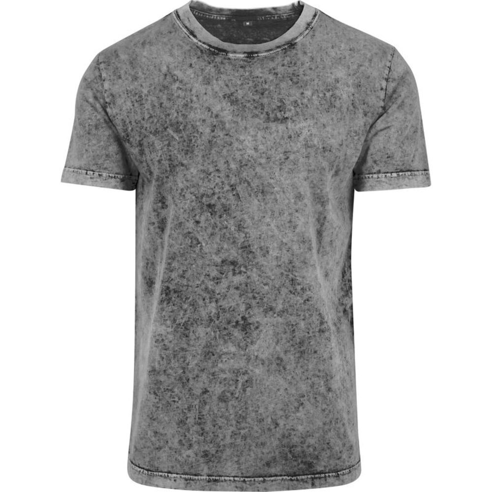 Build Your Brand Mens Acid Washed Tee / Grey/Black